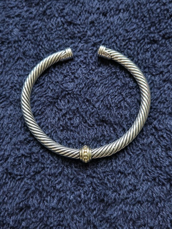 David Yurman Jewelry - David Yurman Cable Classic Cuff Beaded Spacer Bracelet Sterling Silver 14K Gold